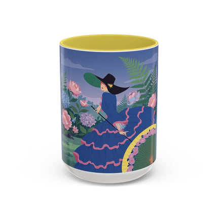 The Lady Of The Garden Stroll Colorful Mugs – Art Deco Botanical Elegance
