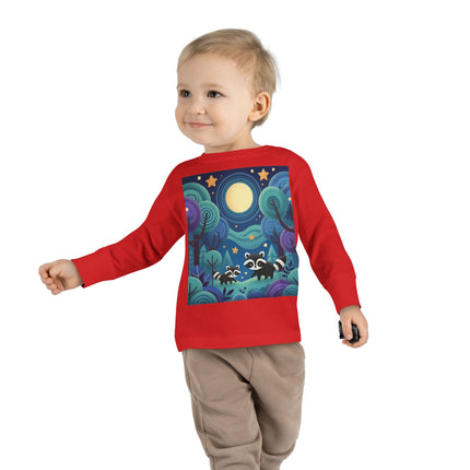 Enchanted Nighttime Raccoons Toddler Long Sleeve Tee