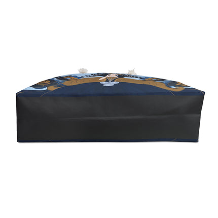 💙🌼 The Golden Floral Empress Weekender Bag – Art Deco Fashion Elegance