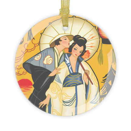 Golden Embrace Glass Ornament