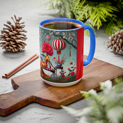 Reading in a Painted Garden Colorful Mugs (11oz, 15oz)