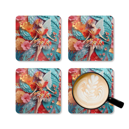 Hibiscus Fairy Corkwood Coaster Set