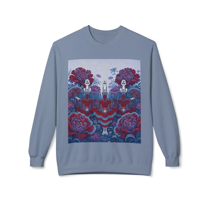 🎭🌺 The Enchanted Garden Masquerade Trio Midweight Crewneck Sweatshirt – Art Deco Floral Elegance
