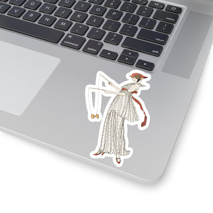 Robe de linon imprimé (Printed linen dress) by George Barbier Kiss-Cut Stickers (4 Sizes)