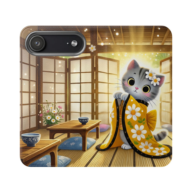 🐱🍵 Playful Kitten in the Tea Room Flip Case – Curious Charm & Cozy Whimsy