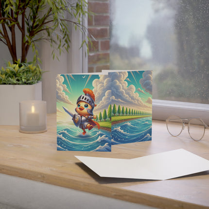 🦆⚔️ The Little Duck Knight’s River Quest Greeting Card – Whimsical Animal Adventure
