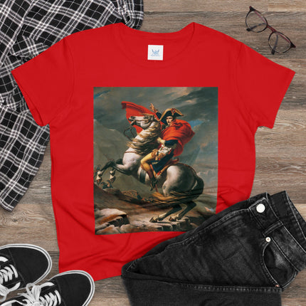 Napoleon Crossing the Alps by Jacques-Louis David Women's Midweight Cotton Tee