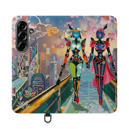 🤖🌆 Cyber Punk Robot Models Flip Case – Futuristic Fashion & Neon Elegance