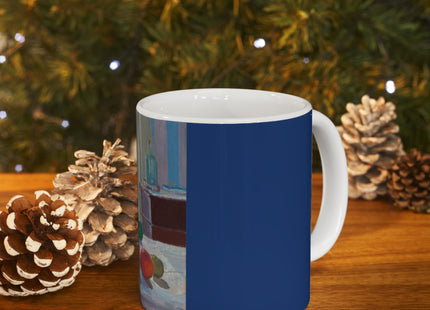 Blue and Green Bottles and Oranges by Spencer Frederick Gore Ceramic Mug 11oz
