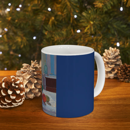Blue and Green Bottles and Oranges by Spencer Frederick Gore Ceramic Mug 11oz