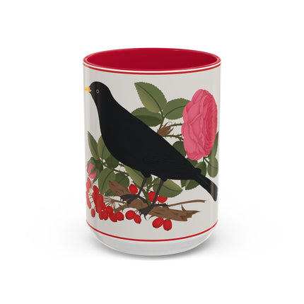 Blackbird & Rose Colorful Mugs – Timeless Elegance & Nature's Harmony