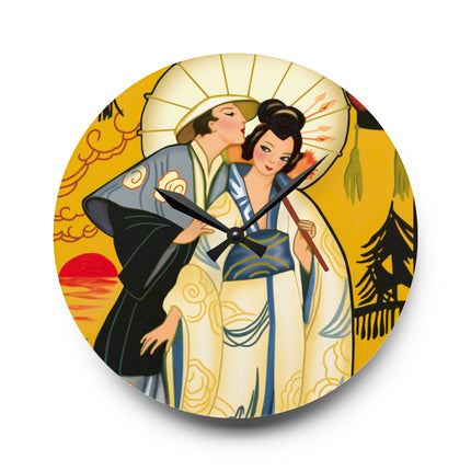 Golden Embrace Acrylic Wall Clock