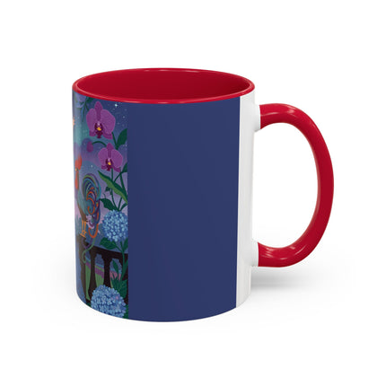 The Lady And The Morning Song Colorful Mugs – Art Deco Botanical Elegance