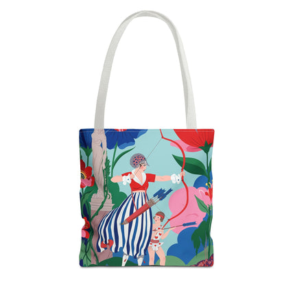 🏹🌺 The Lady Of The Enchanted Garden Archery Tote Bag – Art Deco Floral Adventure