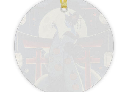Kitsune Woman on Torii Gate Glass Ornament