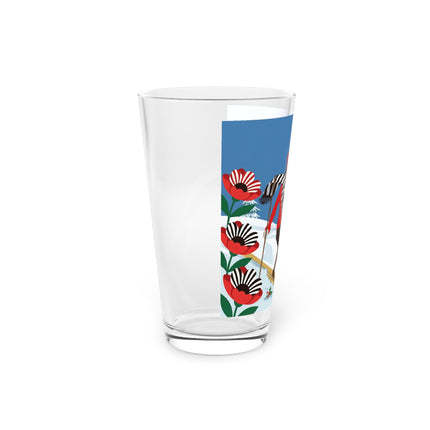 🎿🎄 The Christmas Holly Skier Pint Glass – Whimsical Holiday Fantasy