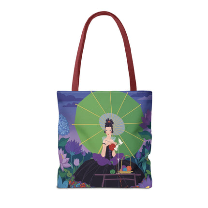 🧶🌸 The Lady Of The Enchanted Knitting Garden Tote Bag – Art Deco Floral Fantasy