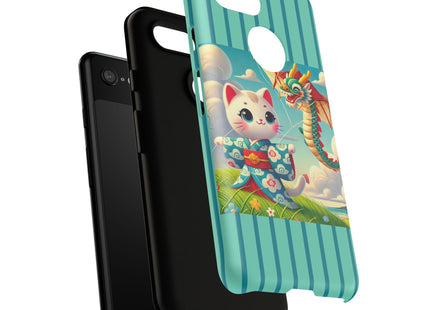 Geisha Kitten and the Dragon Kite Phone Cases