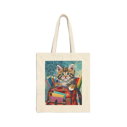 Whiskered Wanderings Cotton Canvas Tote Bag