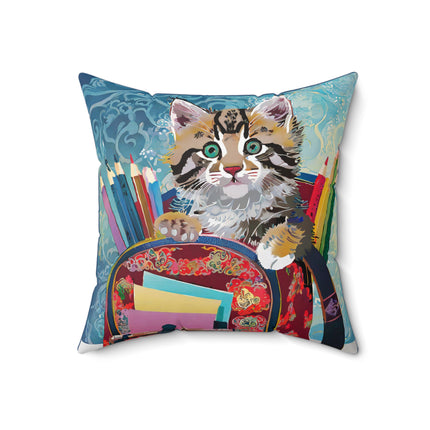 Whiskered Wanderings Spun Polyester Square Pillow