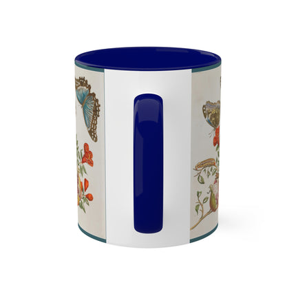 Blue Butterflies and Pomegranate by Maria Sibylla Merian Colorful Mugs, 11oz
