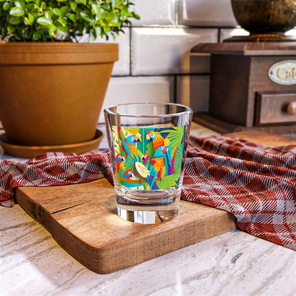 Colorful Macaws Shot Glass, 1.5oz