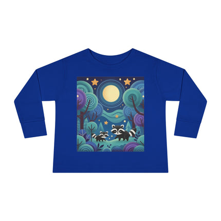 Enchanted Nighttime Raccoons Toddler Long Sleeve Tee