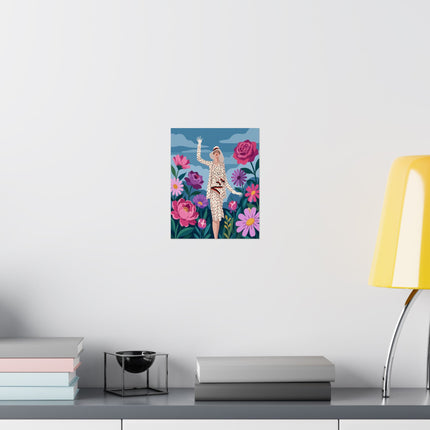 🌸👒 The Lady Of The Grand Flower Garden Matte Vertical Poster – Art Deco Fashion Illustration