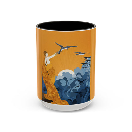 Falcon Mistress Colorful Mugs – Art Deco Majesty & Mythic Freedom