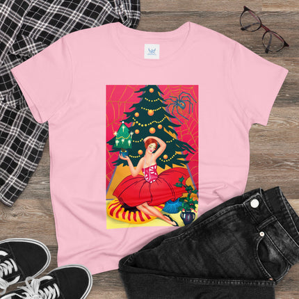Art Deco Christmas Enchantment Women's Midweight Cotton Tee