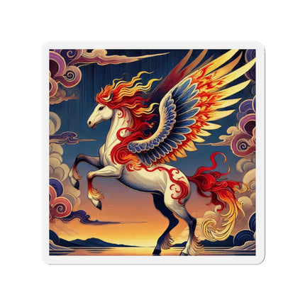 Flame-Winged Horse at Sunset Die-Cut Magnets (4 Sizes)