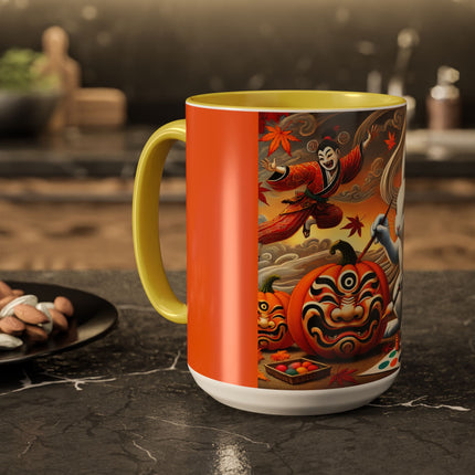 Halloween Rabbit’s Kabuki Jack-o’-Lanterns Colorful Mugs (11oz, 15oz)