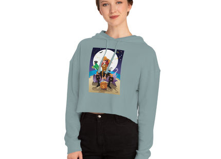 Moonlit Pirate Halloween Women’s Cropped Hooded Sweatshirt