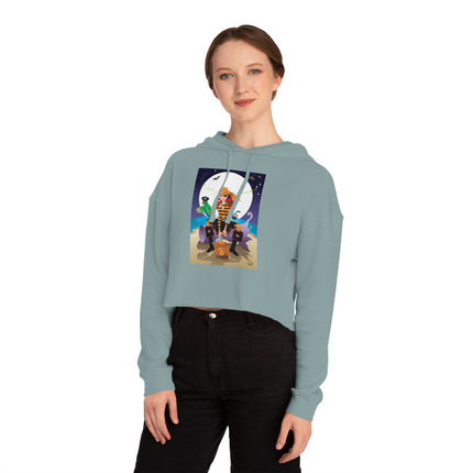 Moonlit Pirate Halloween Women’s Cropped Hooded Sweatshirt