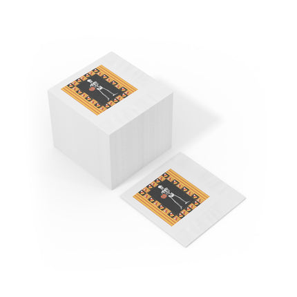 Candy Corn Skeleton White Coined Napkins
