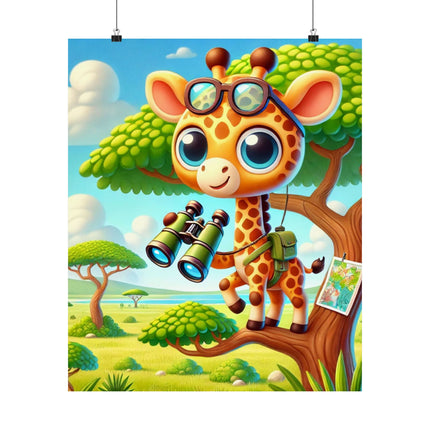 🦒🌿 Giraffe Lookout Matte Vertical Poster – Curiosity, Adventure & Joyful Discovery