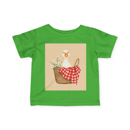 🦆🌼 The Little Daisy Basket Duckling Infant Fine Jersey Tee – Whimsical Woodland Charm
