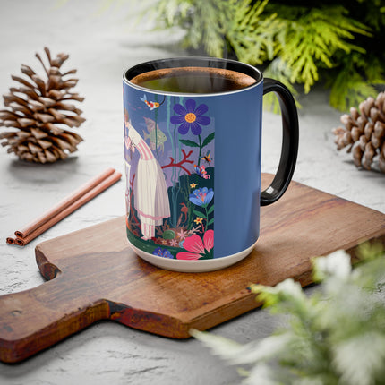 The Lady Of The Enchanted Aquarium Colorful Mugs – Art Deco Aquatic Elegance