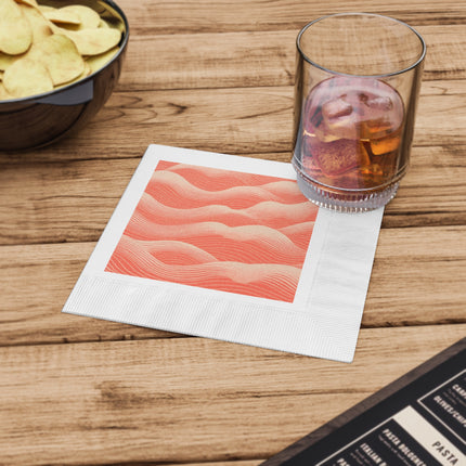 Hues of Orange and Beige Wave Pattern White Coined Napkins