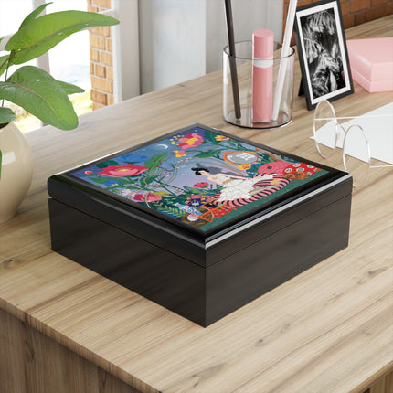 🌙🌺 The Lady Of The Midnight Garden Jewelry Box – Art Deco Floral Reverie