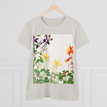 Aquilegia Flowers by Tanigami Kônan Women's Midweight Cotton Tee