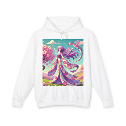 Petals in the Wind: The Kimono Fairy and the Sky Dragon Lightweight Hooded Sweatshirt