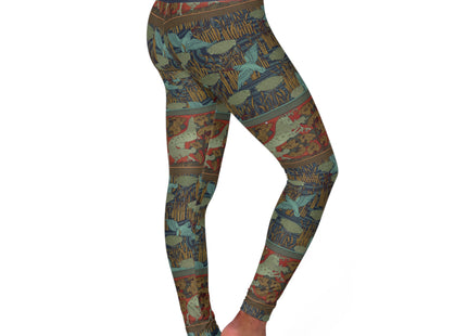 Kingfisher Flowers, Horses and Trees by Maurice Pillard Verneuil High Waisted Yoga Leggings (AOP)