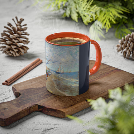 Fishing Boats on the Beach at Saintes-Maries by Vincent Van Gogh Colorful Mugs, 11oz