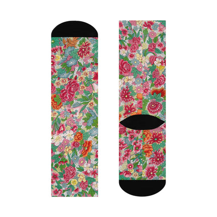 Colorful Flower Pattern by Owen Jones Cushioned Crew Socks