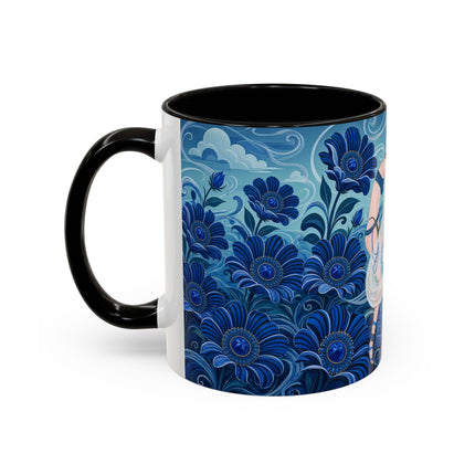 💙🌸 The Sapphire Wind Dancer Colorful Mug – Art Deco Floral Fantasy