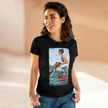 Playful Waves and Fashion Follies Women's Midweight Cotton Tee