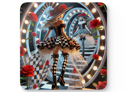 Halloween Witch Through the Mirror Corkwood Coaster Set