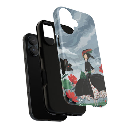 🌧️🌺 The Stormy Flower Walk Phone Case – Art Deco Floral Fashion