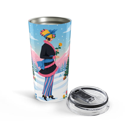 🌹🎄 The Lady Of The Christmas Rose Garden Tumbler – Art Deco Holiday Elegance